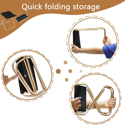 Vista 4 de Mini taburete de campamento plegable y ligero, silla portátil para exteriores, reposapiés para pesca, senderismo, jardinería y playa, tela Oxford