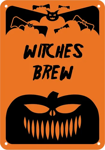 Vista 16 de Letrero de aluminio reflectante de Halloween "Witches Brew" 7" x 10" (HW-1364-RA)