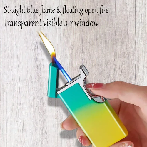Vista 7 de Encendedor doble resistente al viento que brilla en la oscuridad, vela inflable con llama azul para cocina, barbacoa, regalos de campamento