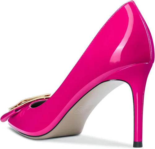 Vista 3 de DearOnly Zapatos de vestir con punta puntiaguda para mujer, tacón alto, tacón alto, zapatos de vestir de patente, boda, citas, compras, sexy, 3