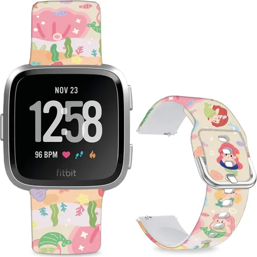 Vista 10 de Correas de reloj de silicona suave compatibles con Fitbit Versa 2/Versa/Fitbit Versa Lite/SE, correa de repuesto con bonito patrón floral de 0.98