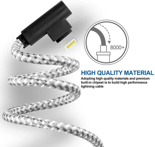 Vista 4 de APFEN Paquete de 5 cables Lightning USB / cable de juego para iPhone, cable de carga trenzado de nailon compatible con 12 11 Pro Max XR XS Max X 10