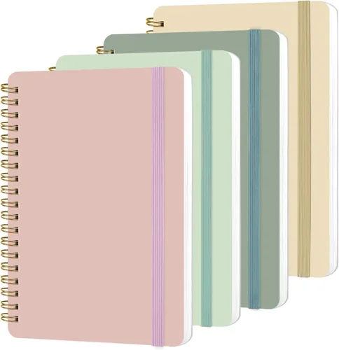 Vista 8 de 4 Pz Cuaderno en Espiral, Cuaderno Diario en Espiral, Cuadernos para Trabajo, Toma de Notas, Escuela, Cuadernos Pequeños con Correa, Cuadernos Negro