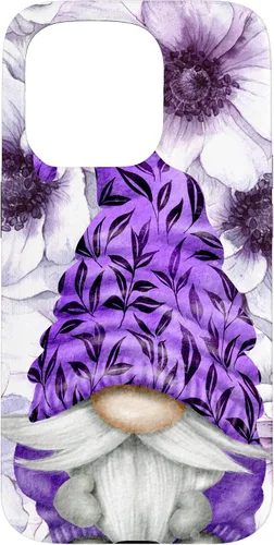 Vista 14 de Unique Purple Gnome with Lilac Anemones Floral Aesthetic Case for iPhone 17