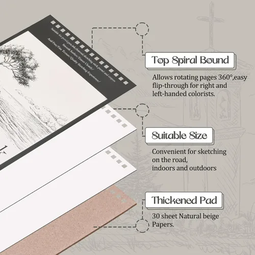Vista 3 de Jexine 10 cuadernos de bocetos encuadernados en espiral superior de 5.5 x 8.5 pulgadas, 30 hojas cada una (68 libras/100 gsm), bloc de dibujo
