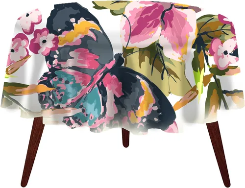 Vista 93 de Pomp - Mantel premium de poliéster con estampado abstracto de 52 x 52 pulgadas cuadradas Tela de fácil cuidado, resistente a arrugas y manchas