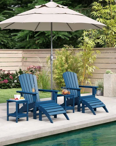 Vista 2 de BRIOPAWS Adirondack - Juego de 2 sillas para hoguera, de gran tamaño, plástico HDPE, resistente a la intemperie, para terraza, exterior, piscina