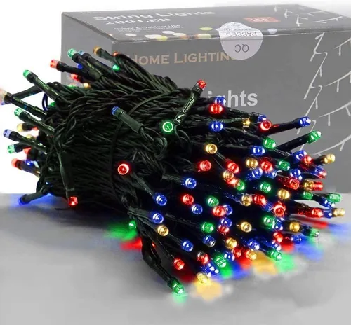 Vista 17 de Iluminación del hogar de 66 pies. Mini luces decorativas de Navidad de 200 luces LED de alambre verde, luces de hada estrellada enchufables, 8 modos