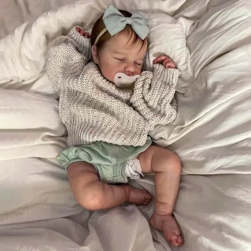 Vista 4 de Zero Pam Muñeca de bebé de silicona completa de 20 pulgadas, muñecas Reborn de silicona de cuerpo completo, muñeca de bebé realista, niña