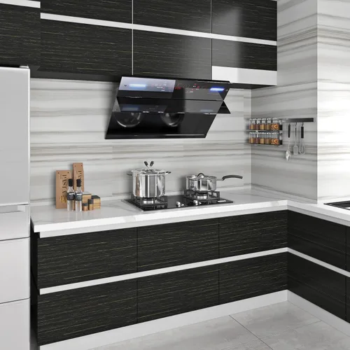 Vista 2 de Livelynine Papel tapiz texturizado negro y dorado para despegar y pegar, papel adhesivo negro y dorado para gabinetes, encimeras, escritorio