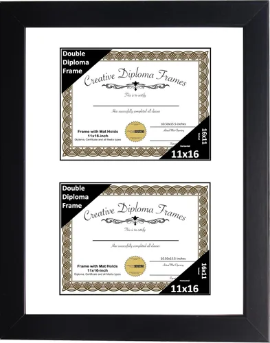 Vista 15 de Creative Picture Frames Marco de diploma doble clásico negro de 6 x 8 pulgadas con vidrio negro y colgador de pared instalado