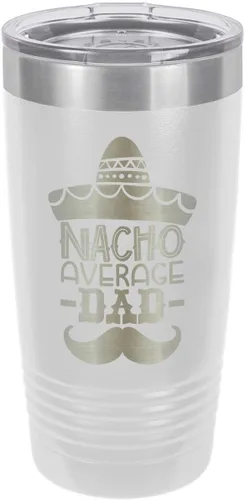 Vista 17 de NACHO AVERAGE DAD BLACK Vaso de bebida de 20 onzas con pajita Taza de viaje grabada con láser Comparar con Yeti Rambler Idea de regalo papá