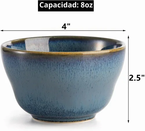 Vista 2 de Peohud Paquete de 6 cuencos pequeños de postre, tazas de caldo de 8 onzas, moldes de porcelana para salsa de inmersión de sopas de pudín de postre