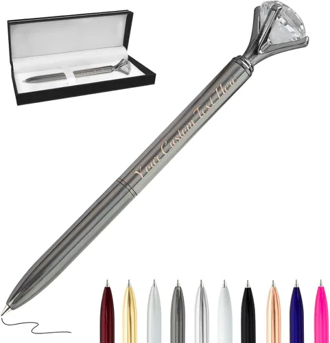 Vista 58 de Bolígrafos personalizados de diamantes personalizados con nombre a granel de metal de cristal grabado, bolígrafos divertidos brillantes a granel
