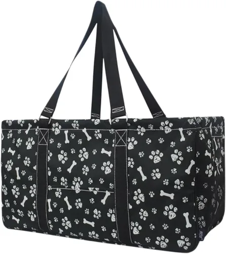 Vista 101 de NGIL Bolsa de comestibles reutilizable extra grande plegable de gran tamaño para comestibles, almacenamiento, picnic, playa, Estampado de vaca