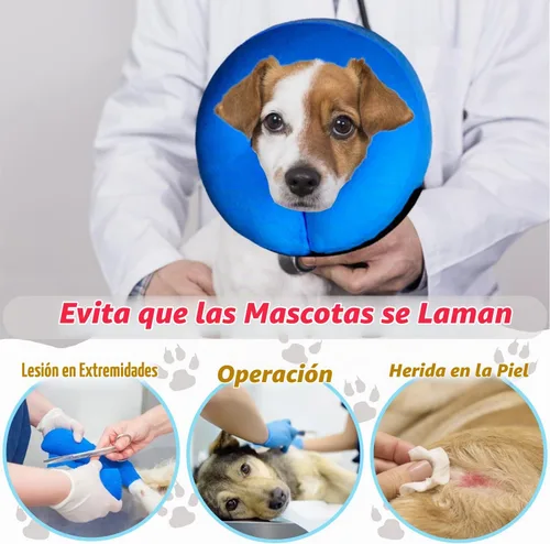 Vista 3 de Collar inflable del cono del perro, E-collar protector ajustable suave para Azul