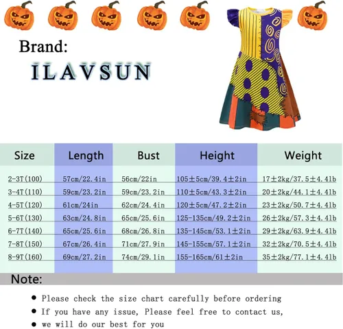 Vista 5 de ILAVSUN Disfraz de Halloween de The Nightmare Before Christmas con bolsa de 1 a 10 años