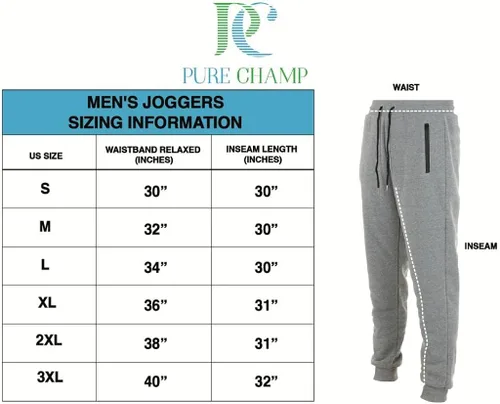 Vista 6 de PURE CHAMP Paquete de 3 pantalones deportivos deportivos de vellón para hombre con bolsillo con cremallera y cordón talla S-3XL