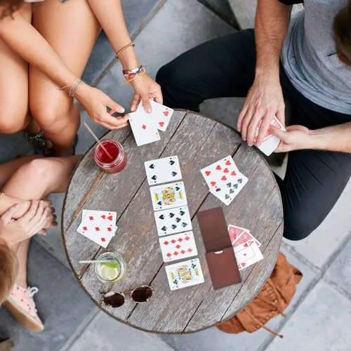 Vista 5 de Luck Lab Estuche de cuero para una sola baraja de cartas de juego/portacartas - Se ajusta a cartas de tamaño póker y puente (marrón)