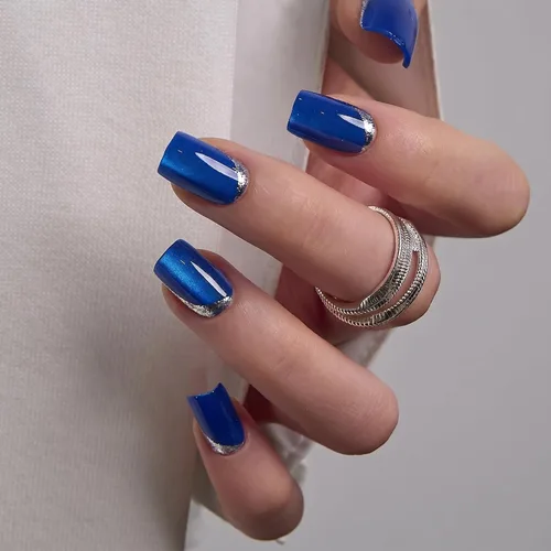 Vista 19 de CurvLife Uñas postizas a presión con punta francesa cuadrada media, color Brillo de porcelana