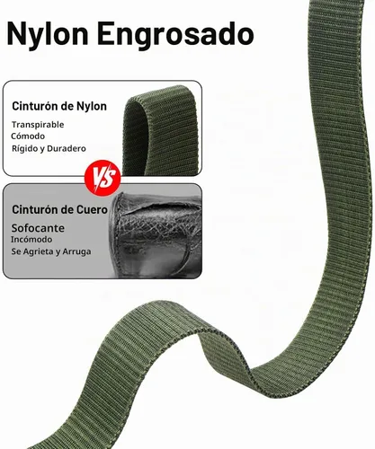 Vista 5 de Cinturones tácticos de liberación rápida para hombres, cinturón de nailon resistente estilo militar de 46 pulgadas Negro
