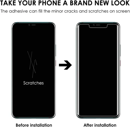 Vista 3 de Paquete de 3 protectores de pantalla para Huawei Mate 20 Pro, vidrio templado [juego UV], adhesivo de pantalla completa de borde a borde, reparación