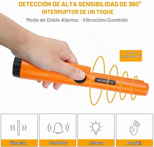 Vista 2 de Detector de metales Pinpointer - Varita puntero de mano totalmente impermeable, sonda de búsqueda profesional de alta precisión
