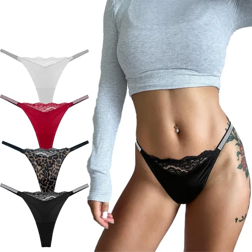 Vista 10 de Meshal Tanga sexy para mujer, bragas de algodón, con espalda en T, 5 unidades, hipster 1908-4pack