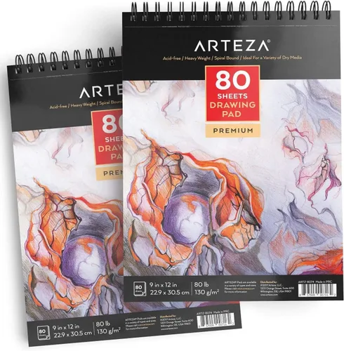 Vista 6 de ARTEZA Bloc de papel de dibujo, 9 x 12 pulgadas, paquete de 1, 80 hojas, libros de dibujo de artistas encuadernados en espiral, papel de dibujo