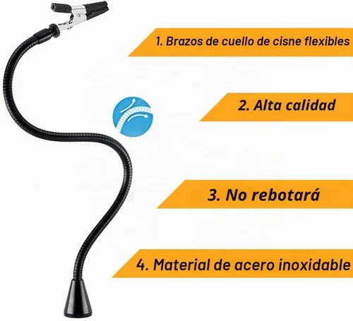 Vista 5 de Estación de soldadura con manos de ayuda magnéticas NOEVSBIG con base grande y resistente, 6 soportes para PCB, 5 brazos flexibles con clip