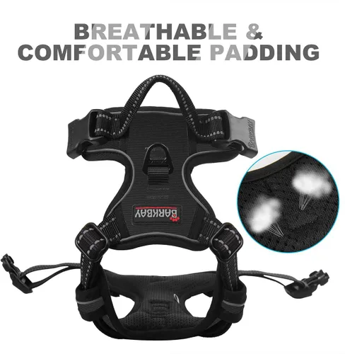 Vista 161 de BARKBAY - Arnés para perro sin tirones con clip frontal, material resistente y reflectante, asa de fácil control para pasear perros grandes