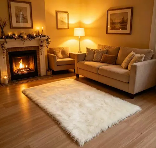 Vista 14 de Alfombra de piel sintética de 2 x 6 pies, color beige, lavable a máquina, súper suave, esponjosa, alfombra de piel de oveja mullida para dormitorio