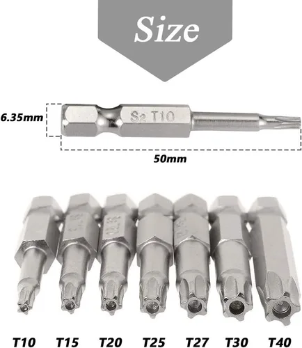 Vista 2 de Mesee Juego de puntas de destornillador Torx de seguridad de 5 puntos, 14 puntas de destornillador Torx de seguridad con estrella de seguridad, 5
