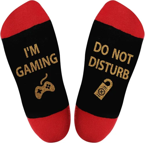 Vista 3 de Calcetines divertidos para videojuegos, calcetines novedosos para hombres, mujeres, adolescentes y niños, calcetines de vestir de algodón, regalo
