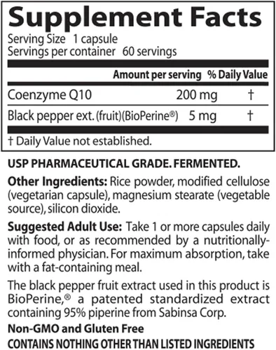 Vista 2 de Suplementos vegetarianos: Doctor's BEST CoQ10-200 mg de alta absorción - 60 cápsulas vegetarianas