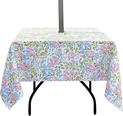 Vista 30 de Stripe Outdoor Tablecloth Water Resistant Polyester Fabric Table Cover with Zipper Umbrella Hole for Garden Patio Tabletop 60x84inch Rectangle,Black