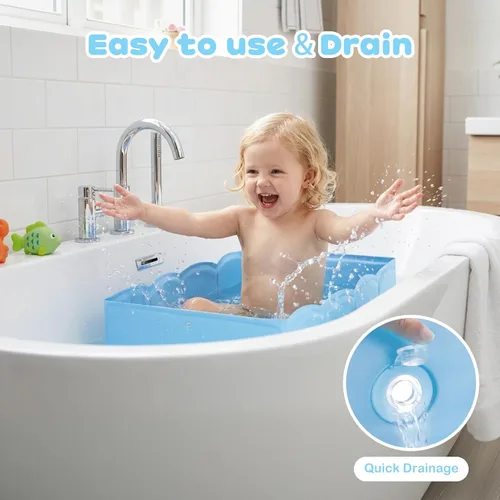 Vista 4 de Bañera plegable para ducha para bebé, estructura reforzada, bañera plegable con base antideslizante, bañera portátil para niños de 6 meses a 4 años