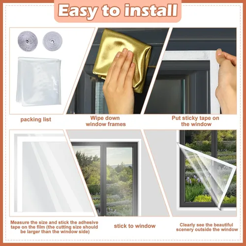 Vista 3 de Beeveer - Kit de aislamiento de ventana ajustable de 47 pulgadas x 10 pies para ventana cortable por calor de verano, mantiene el calor en invierno