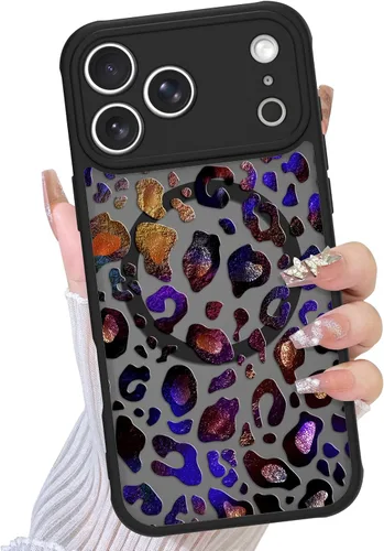 Vista 64 de TEAUGHT Compatible con iPhone 11 Funda con patrón lindo estampado de leopardo negro guepardo + protector de pantalla a prueba de golpes, funda