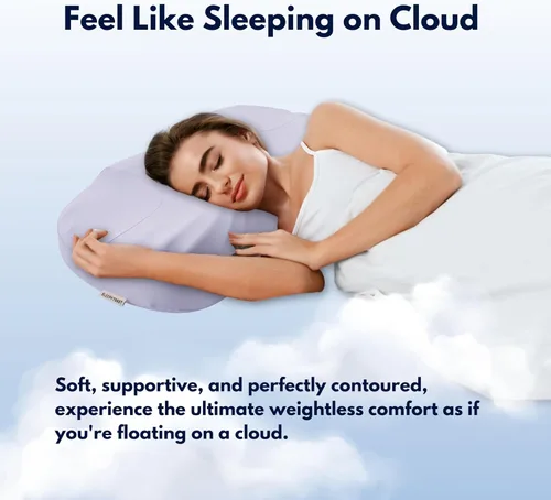 Vista 3 de Almohada para aliviar el dolor de cuello, almohada cervical para dormir con diseño único Wave Valley para un masaje suave, almohada para dormir