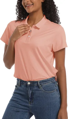 Vista 5 de TACVASEN Camisas polo para mujer, con protección solar UPF 50+, manga corta, secado rápido, cuello de 3 botones, ligeras