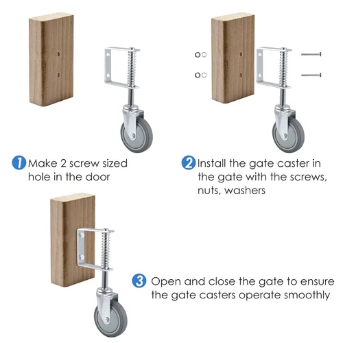 Vista 7 de ERKOON Rueda de Puerta de Carga Pesada con Resorte, Ruedas de Puerta Deslizantes de 10 cm para Puerta de Madera, Puerta de Tubo de Metal, Valla