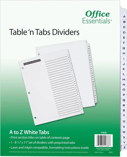 Vista 4 de Office Essentials 11676 Table 'n Tabs Divisores, 26 pestañas, letra