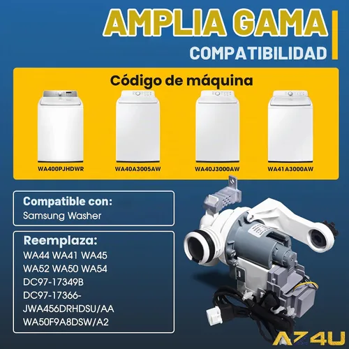 Vista 3 de AZ4U DC97-19289F DC97-19289H PX3516-01 Samsung - Bomba de drenaje para lavadora
