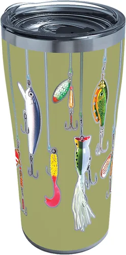 Vista 13 de Tervis Señuelos de pesca hechos en Estados Unidos, vaso aislado de doble pared para viaje mantiene las bebidas frías y calientes, 16 onzas, clásico