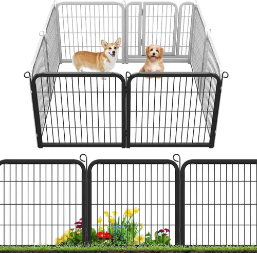 Vista 9 de Yaheetech Valla decorativa de jardín – 24 pulgadas x 5.3 pies a prueba de herrumbre plegable para patio, cama de flores, borde de barrera para Negro