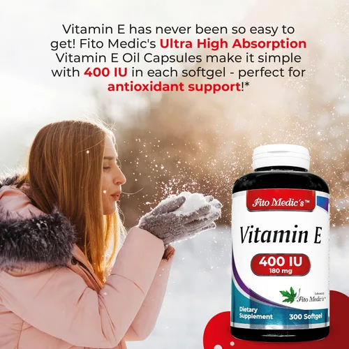 Vista 2 de FITO MEDIC'S Laboratorio - Vitamina e - 400 UI, 300 cápsulas blandas de - Aceite puro de vitamina e - para apoyo antioxidante - Cápsulas de vitamina