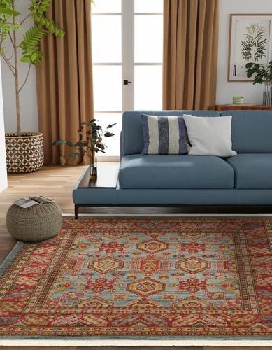 Vista 13 de Unique Loom Sahand Collection - Alfombra de área, Alexander (rectangular, 2 pies 2 pulgadas x 3 pies 1 pulgada, azul claro/marrón claro)