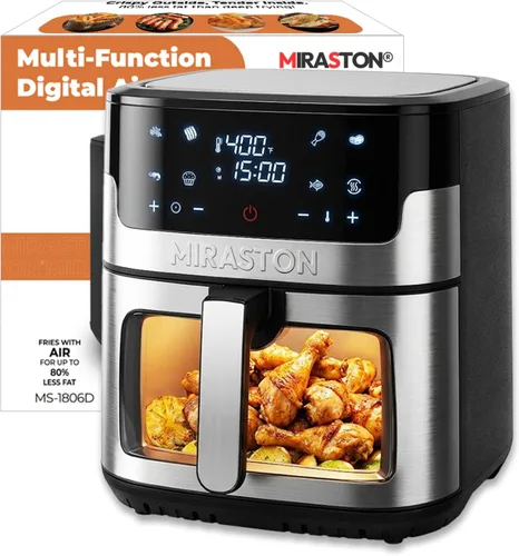 Vista 11 de Freidora de aire digital de 5.8QT con ventana visible, temperatura y temporizador ajustables, fritura al aire, recalentamiento, fácil para alimentos