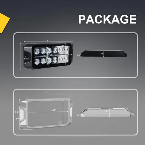 Vista 6 de Agrieyes Luces estroboscópicas ámbar 2 en 1, con luz de posición roja, luces intermitentes de base de aluminio para vehículos de rescate, luces LED